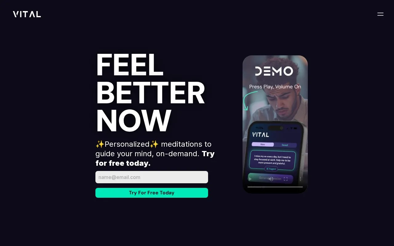 Vital homepage screenshot