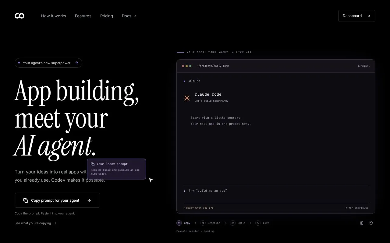 Codev homepage screenshot