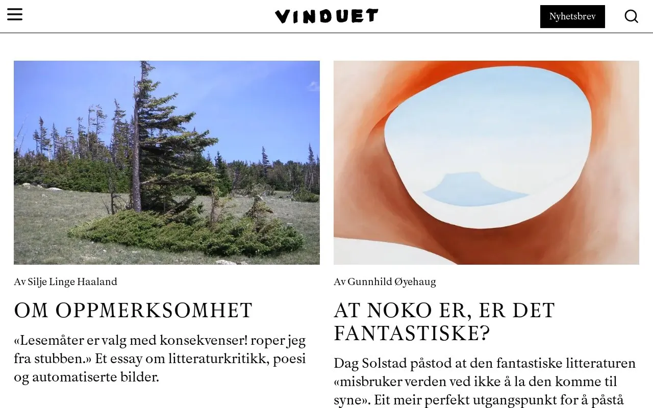 Vinduet homepage screenshot