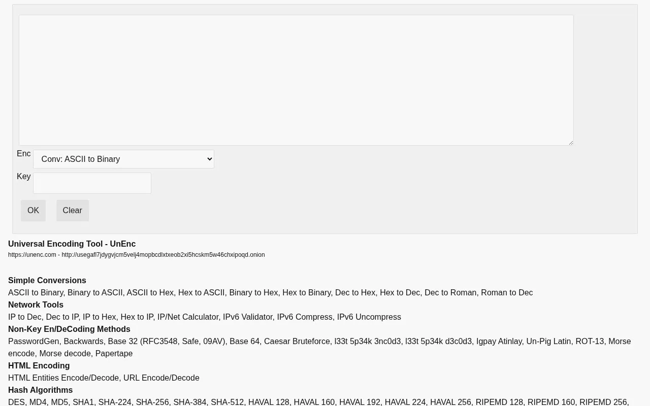 Universal Encoding Tool homepage screenshot