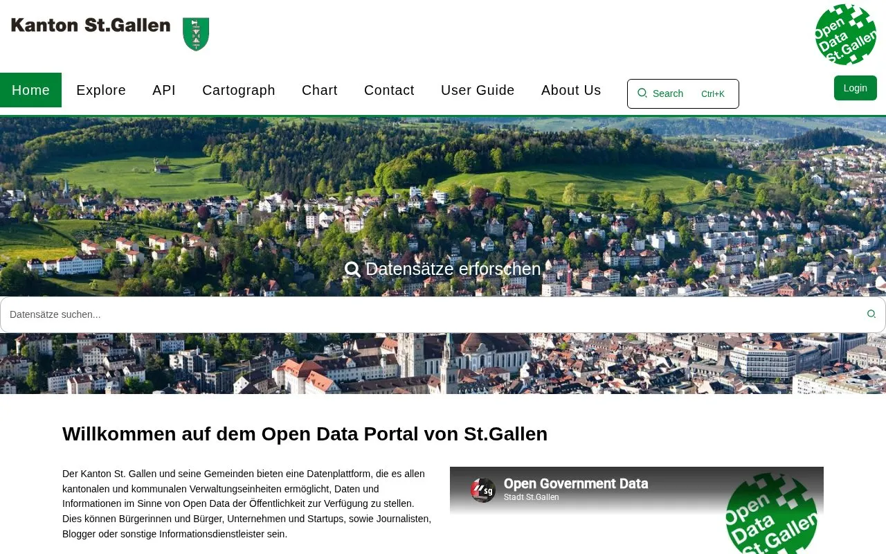 Datenkatalog Kanton St. Gallen homepage screenshot