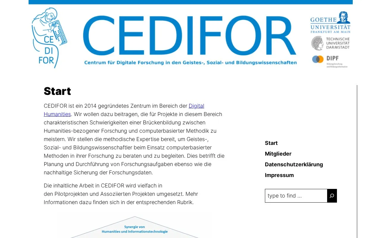 Repository CLARIN-D Centre CEDIFOR homepage screenshot
