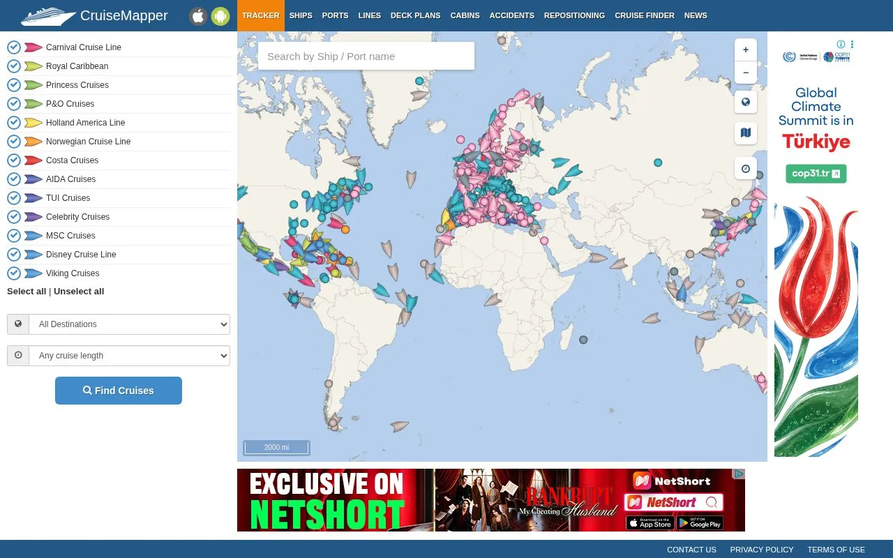 CruiseMapper homepage screenshot