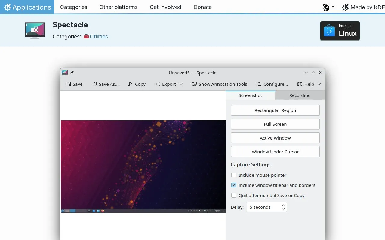 Spectacle homepage screenshot