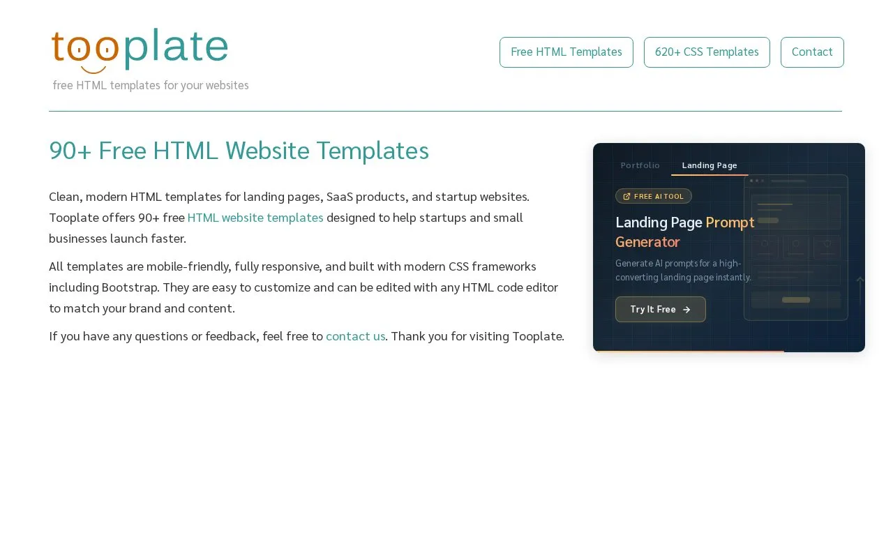 Tooplate homepage screenshot