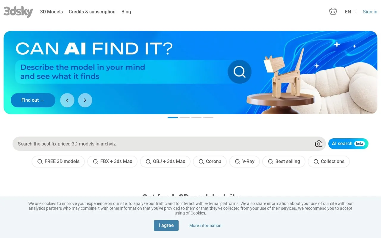 3dsky homepage screenshot