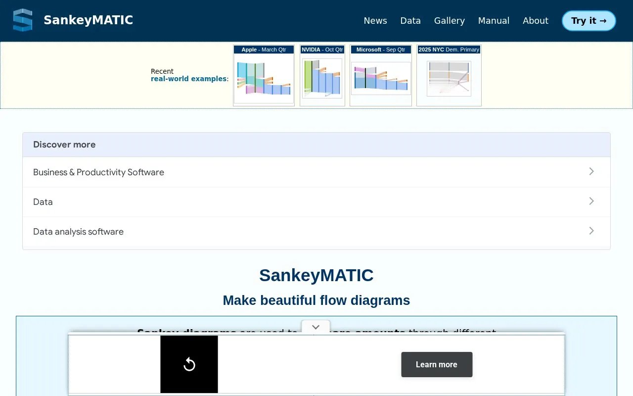SankeyMATIC homepage screenshot