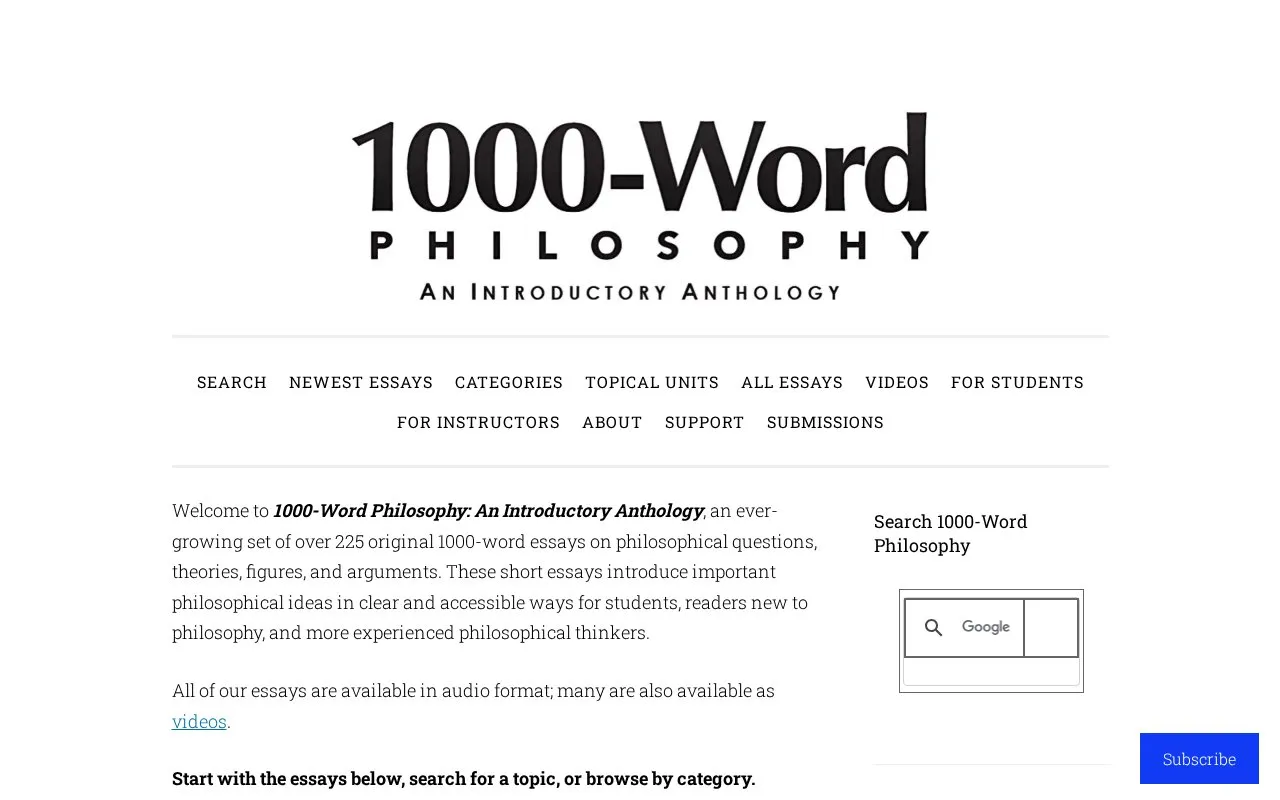 1000-Word Philosophy homepage screenshot