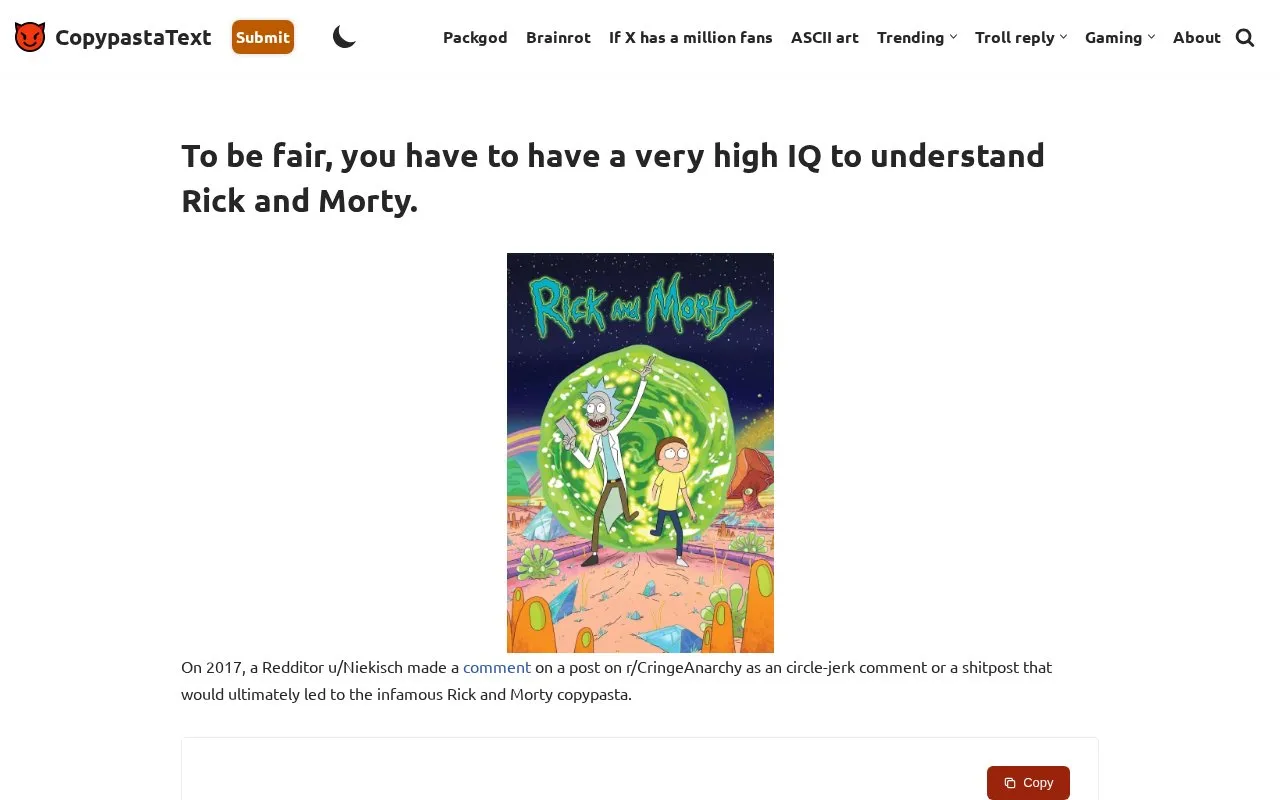 Copypasta Text homepage screenshot