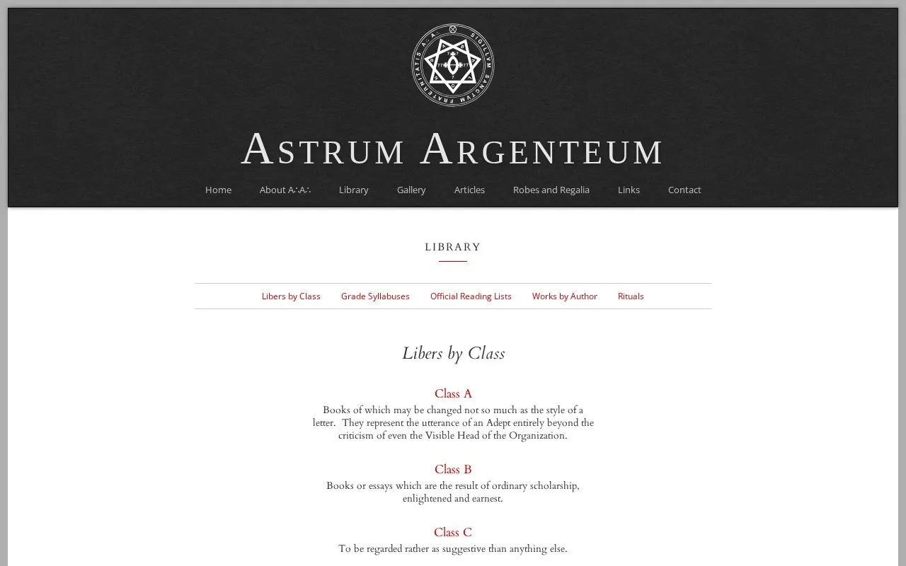 Astrum Argenteum homepage screenshot
