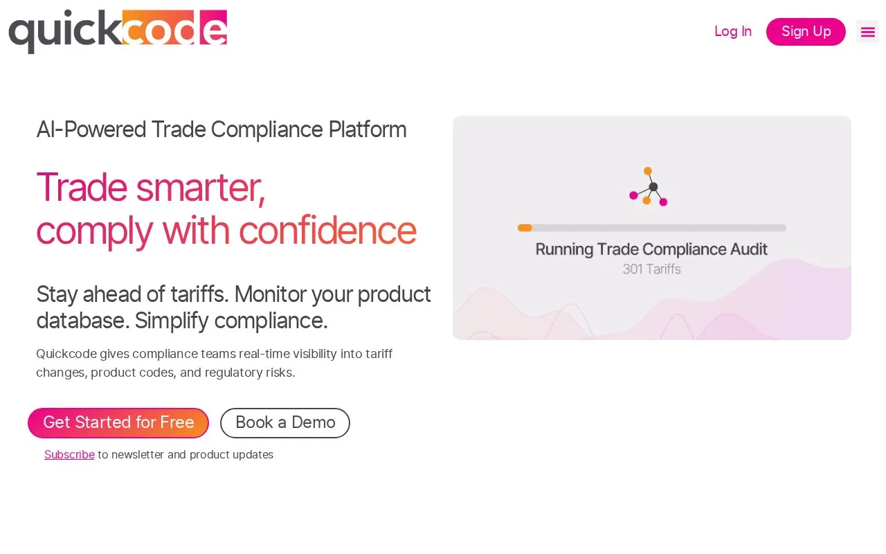 Quickcode homepage screenshot