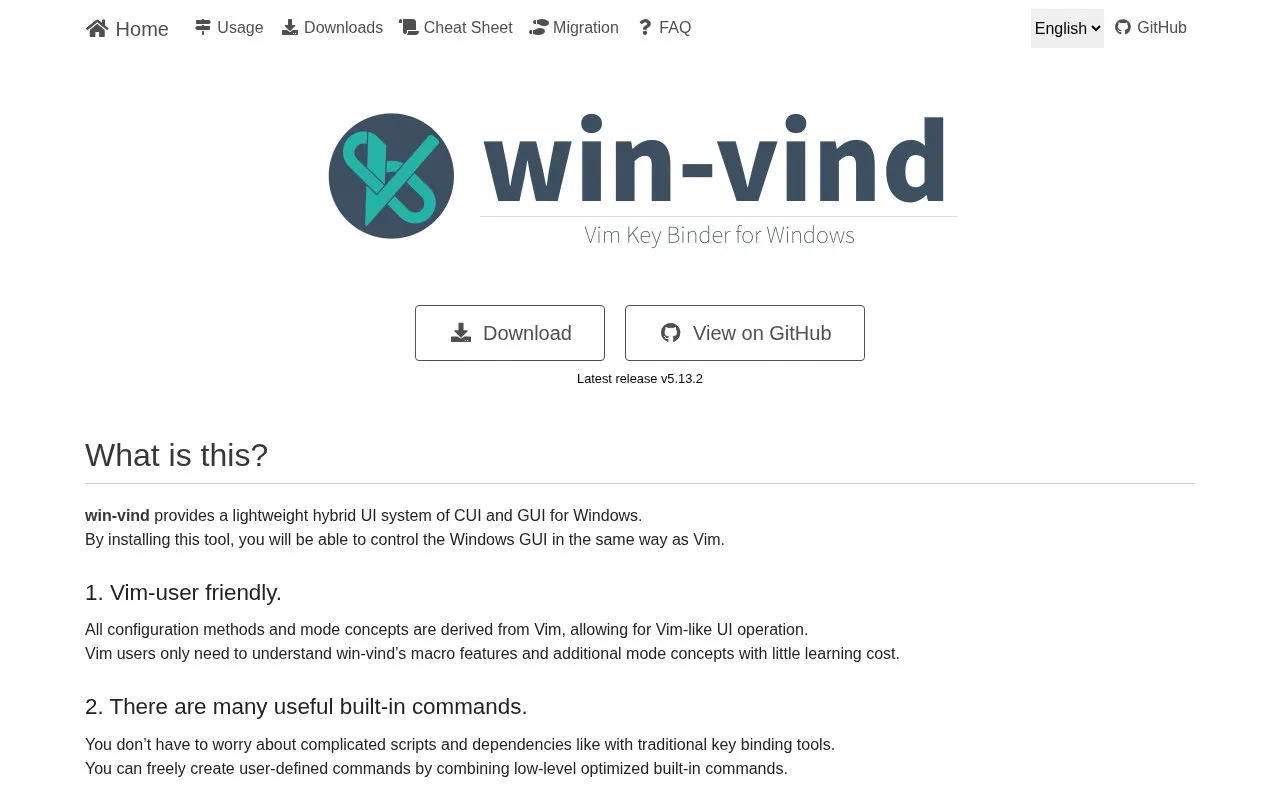 win-vind homepage screenshot