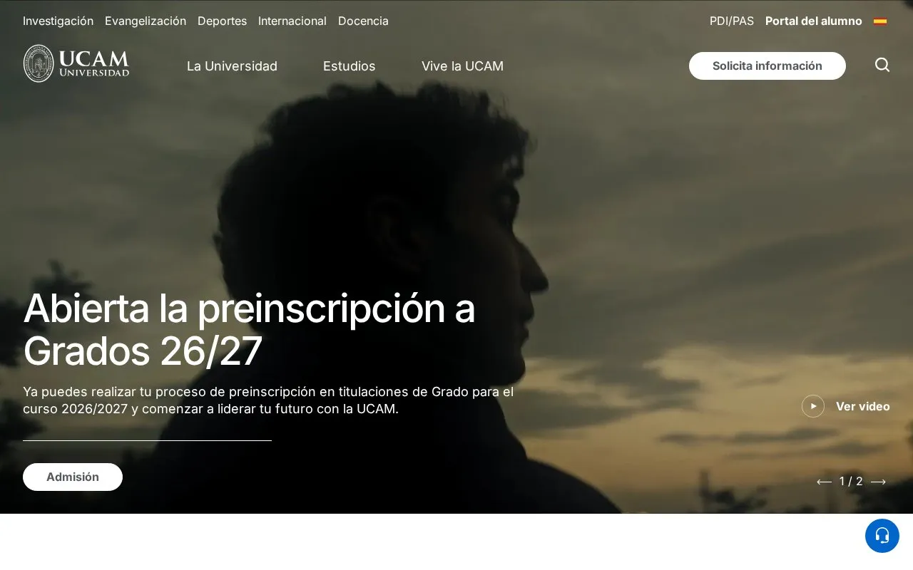 Universidad Catolica San Antonio de Murcia homepage screenshot
