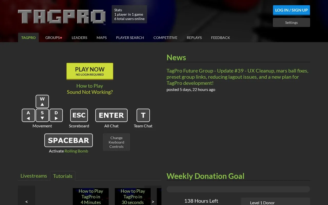 TagPro homepage screenshot