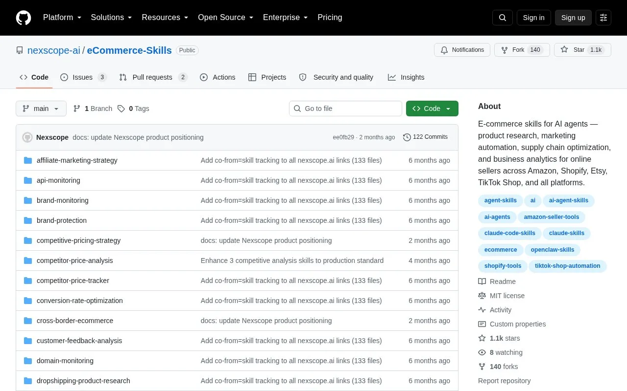 eCommerce-Skills homepage screenshot