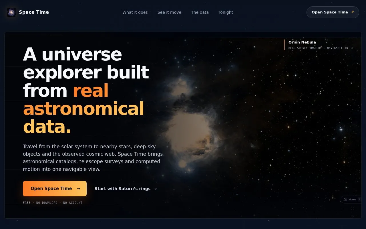 Space Time homepage screenshot