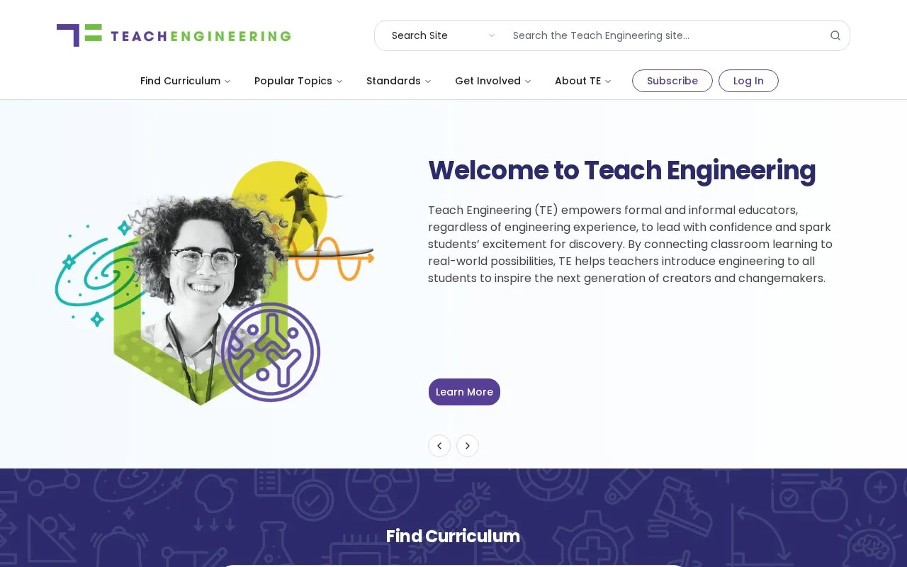 TeachEngineering homepage screenshot