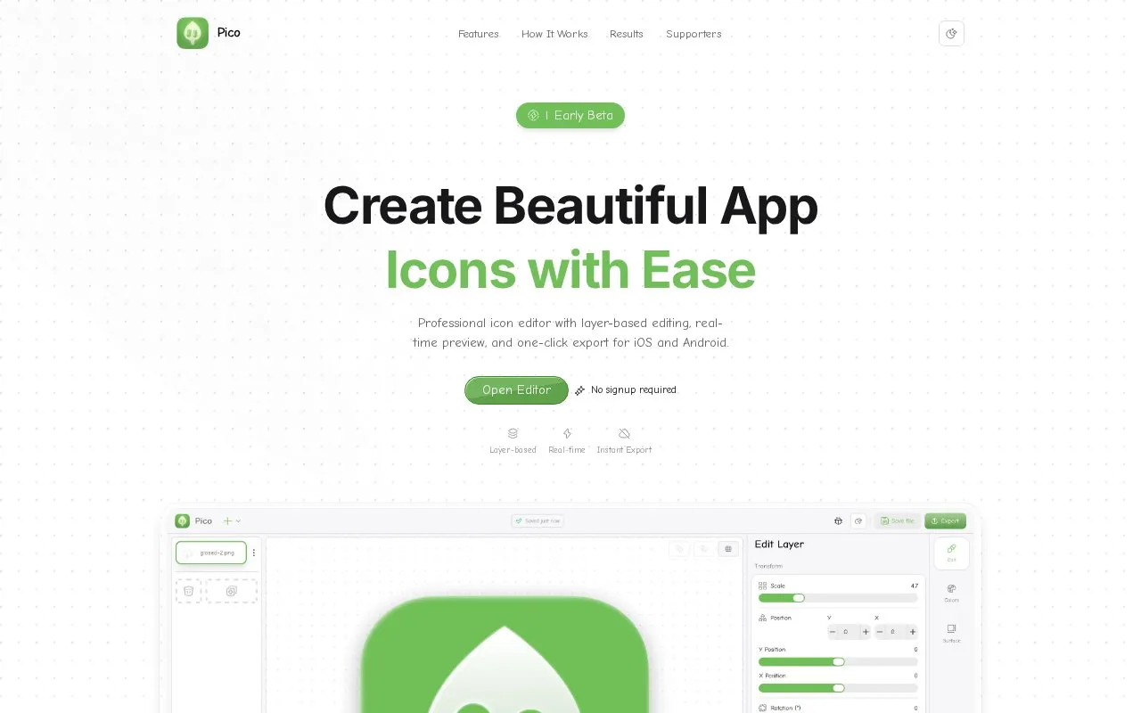 Pico homepage screenshot