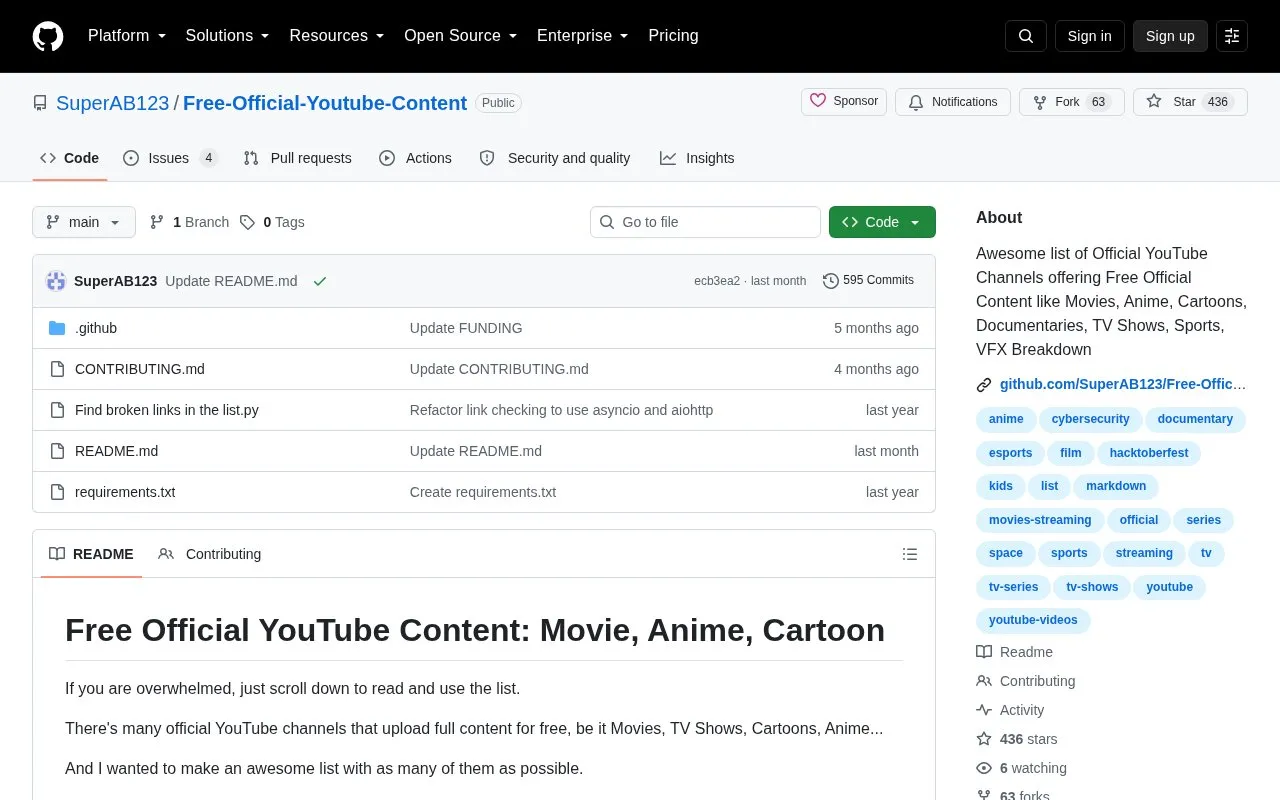 Free-Official-Youtube-Content homepage screenshot
