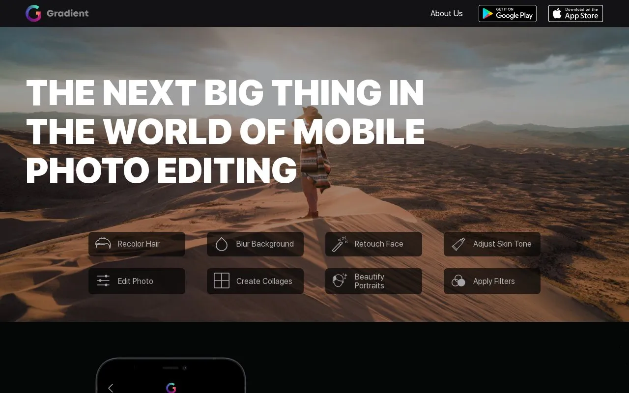 Gradient homepage screenshot