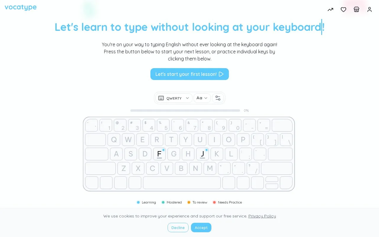 VocaType homepage screenshot