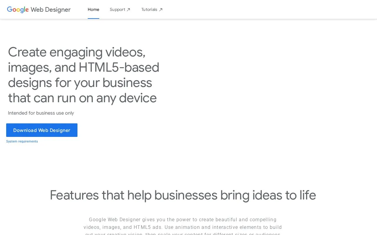 WebDesigner homepage screenshot