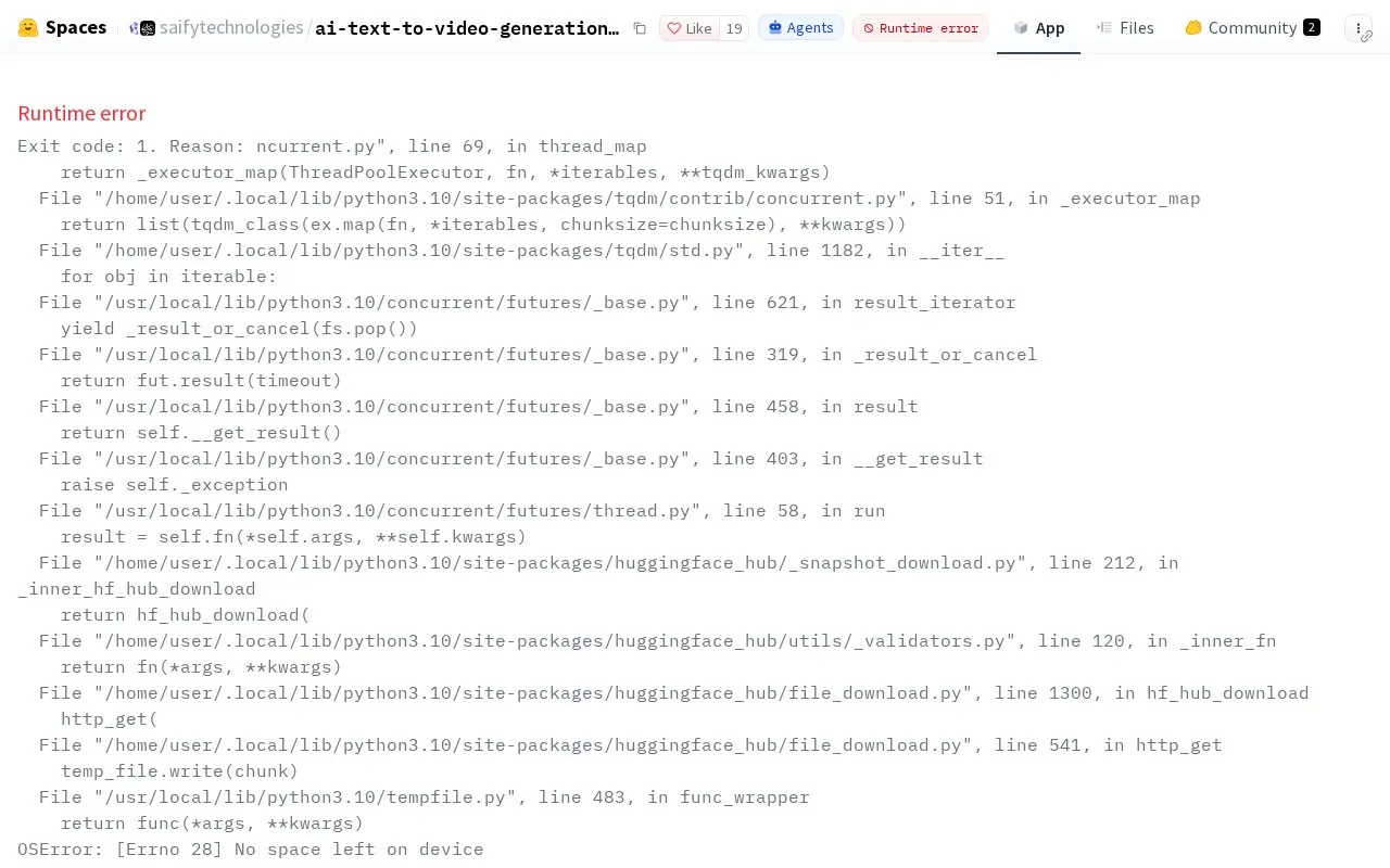 ModelScope Text To Video Synthesis homepage screenshot
