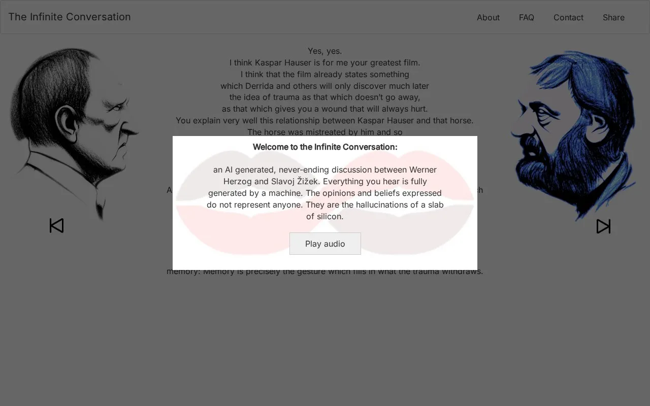 InfiniteConversation homepage screenshot