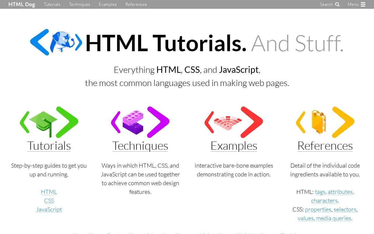HTMLDog homepage screenshot