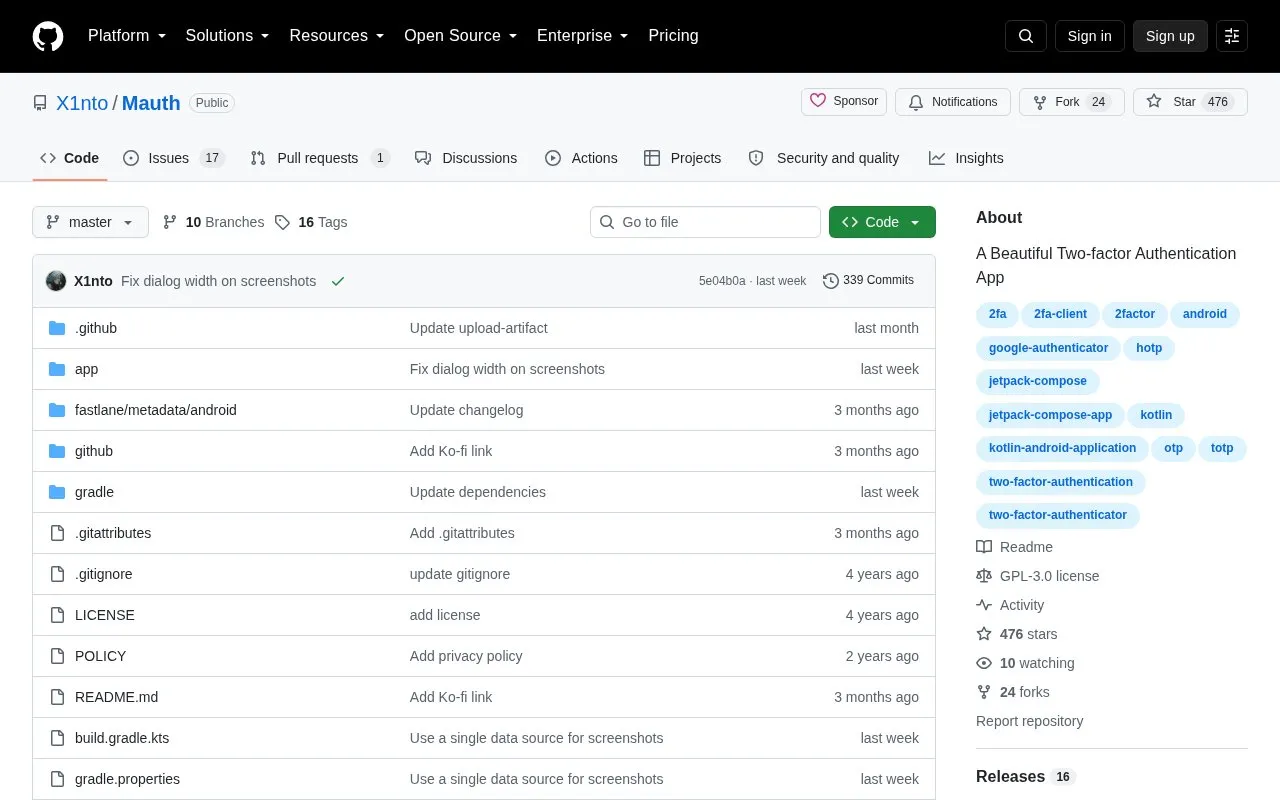 Mauth homepage screenshot
