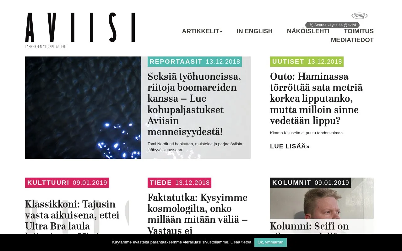 Aviisi homepage screenshot