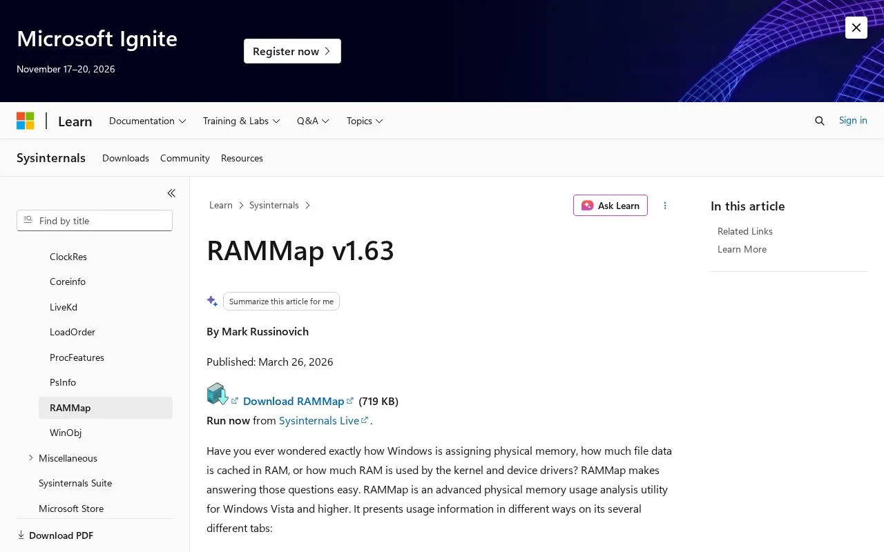 RAMMap homepage screenshot