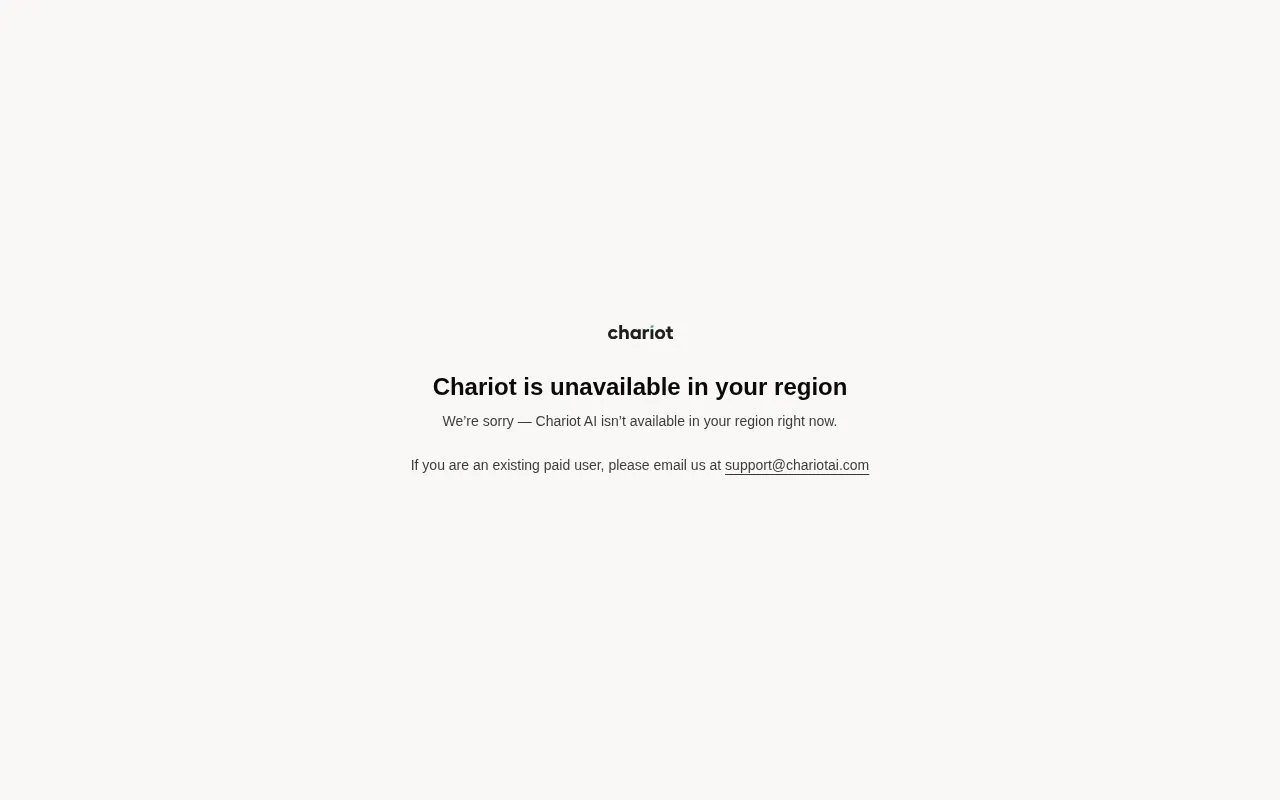 Chariot homepage screenshot