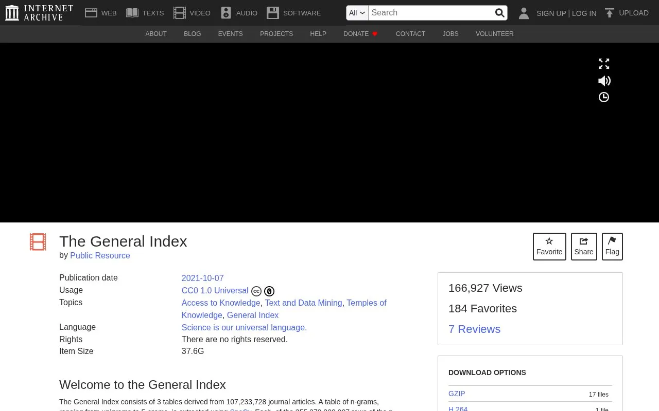 General Index homepage screenshot