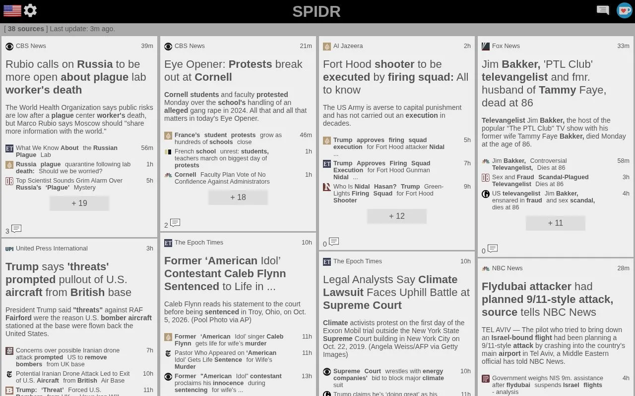 SPIDR homepage screenshot
