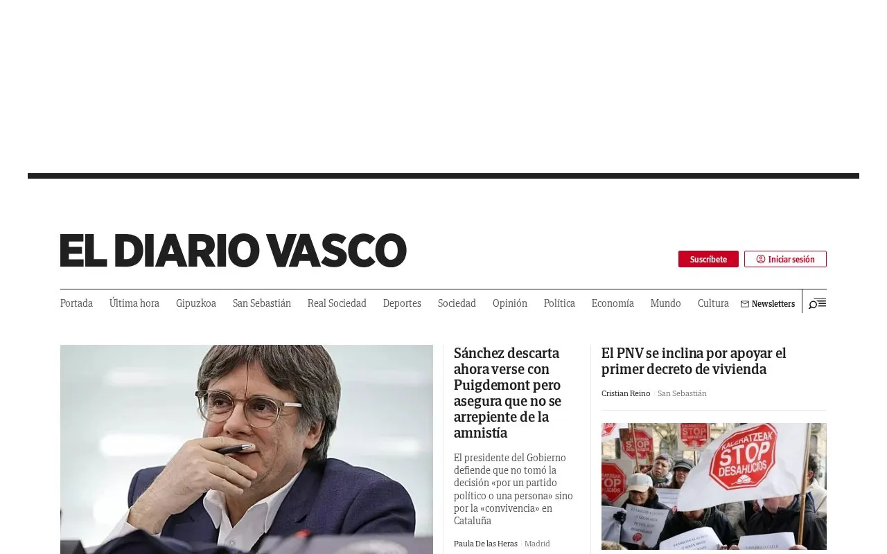 El Diario Vasco homepage screenshot
