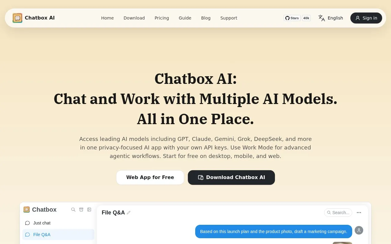 Chatbox homepage screenshot