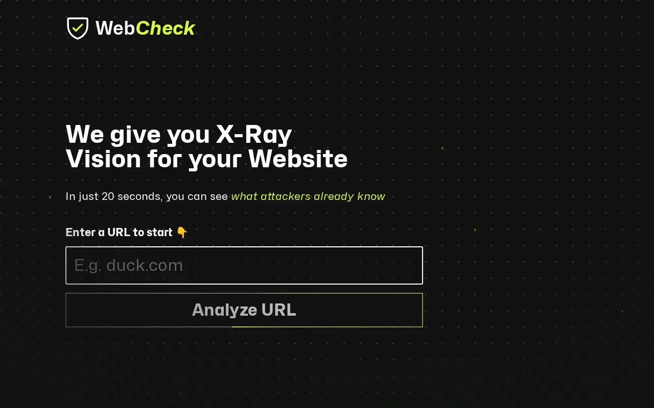 Web Check homepage screenshot