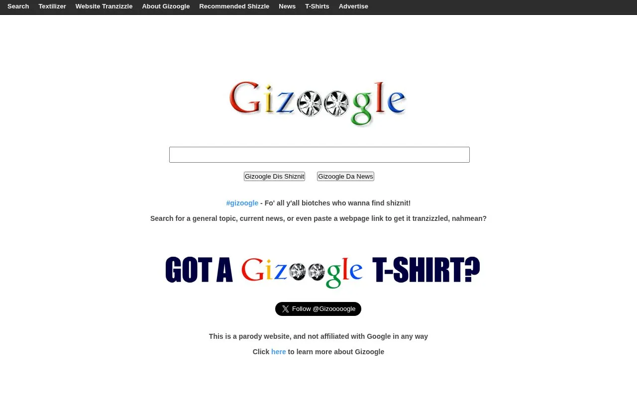 Gizoogle homepage screenshot