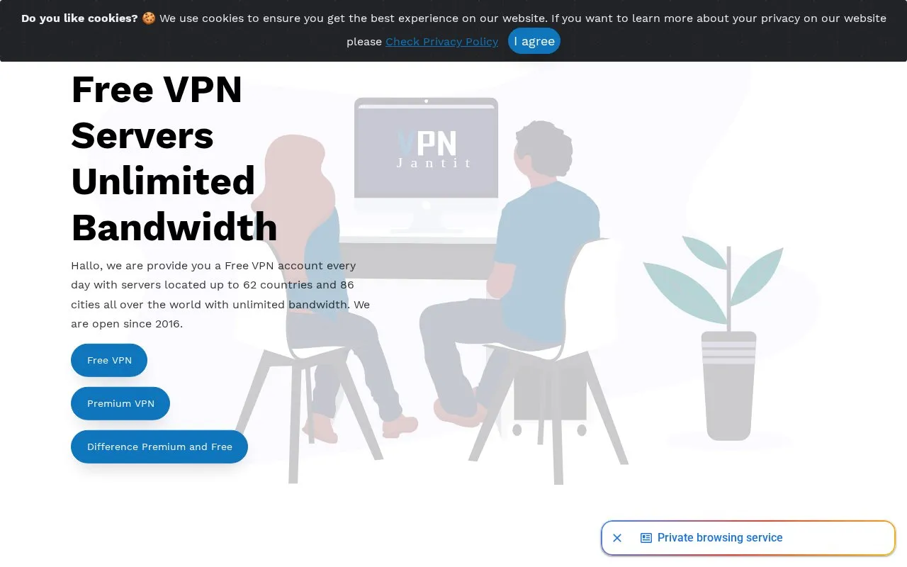 VPN Jantit homepage screenshot