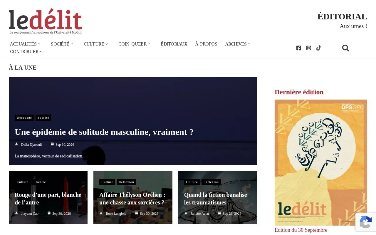 Le Délit français homepage screenshot