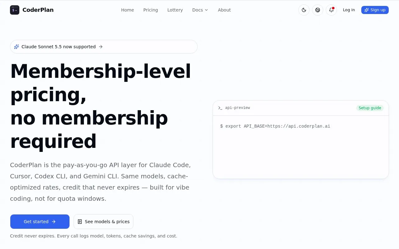 CoderPlan homepage screenshot