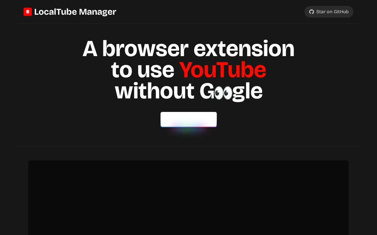 LocalTube Manager homepage screenshot