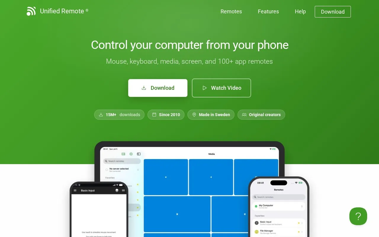 Unifiedremote homepage screenshot