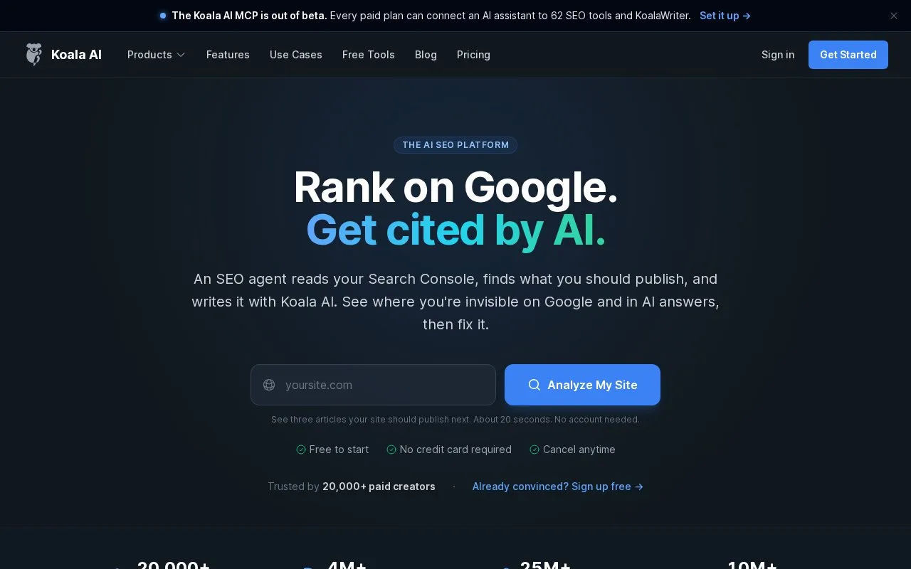 Koala AI homepage screenshot