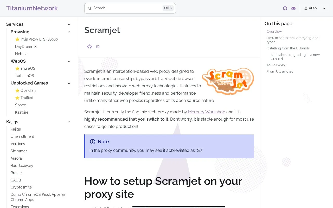 Scramjet homepage screenshot