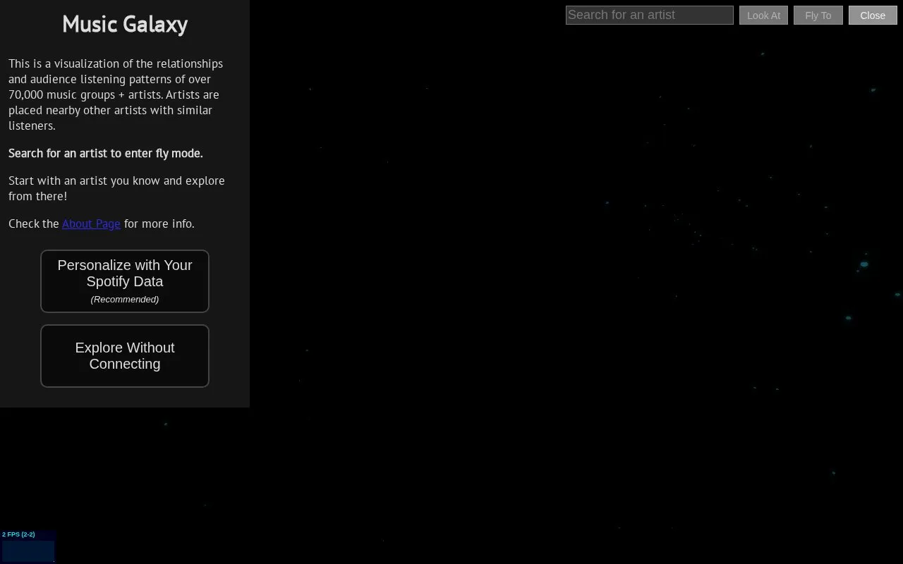Music Galaxy homepage screenshot