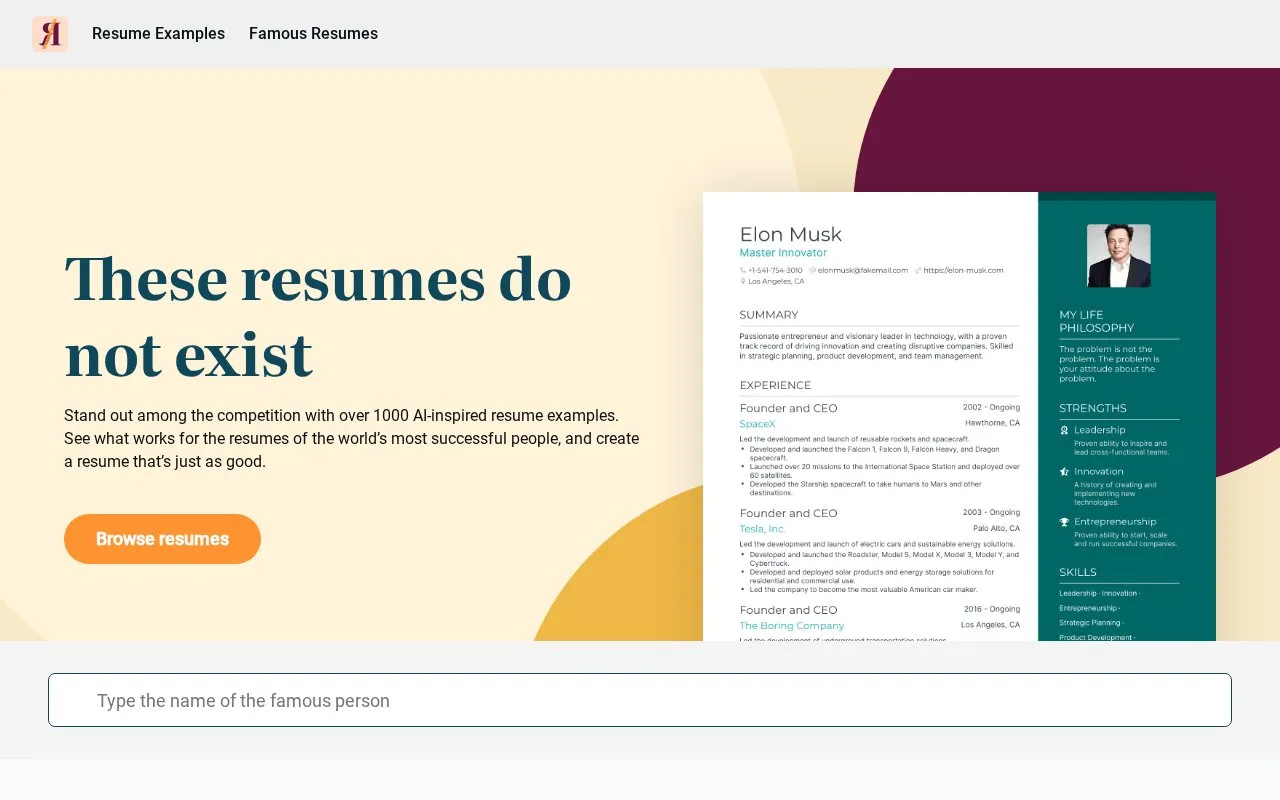 Resume Generator homepage screenshot