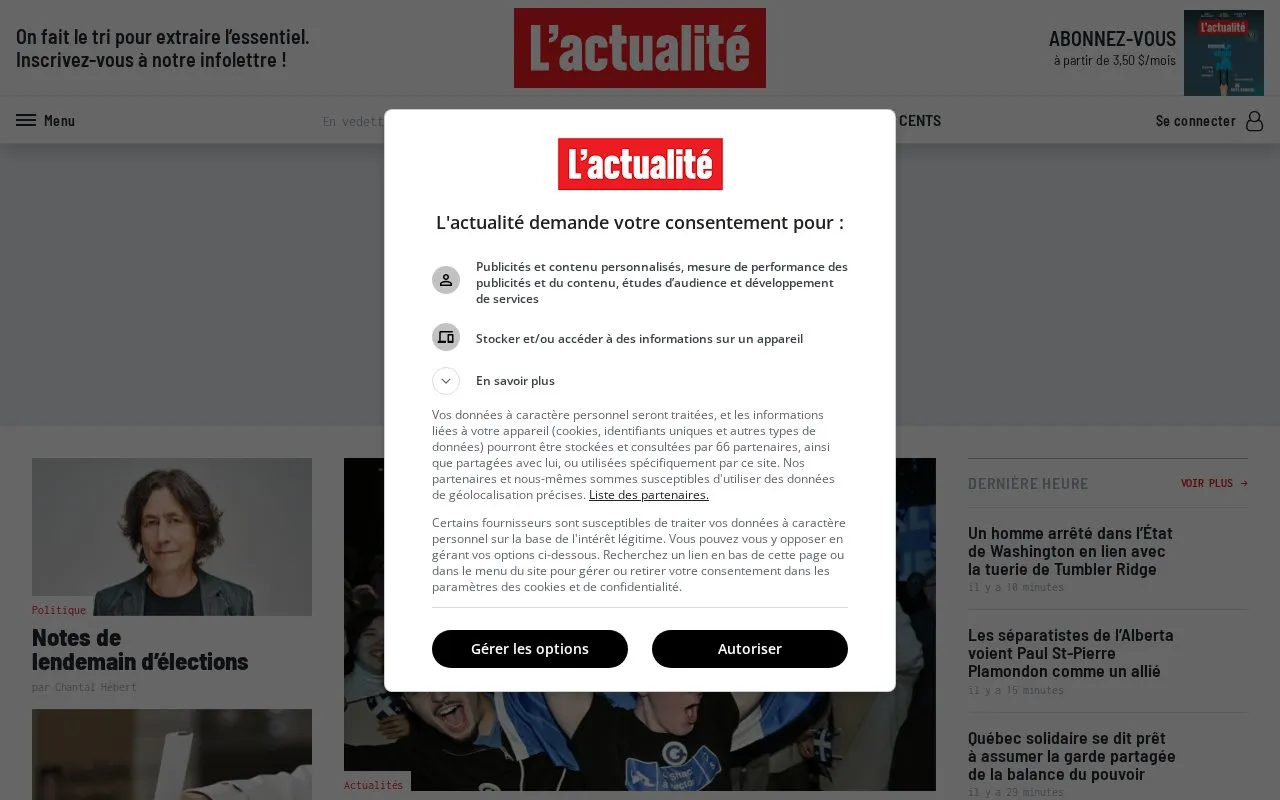 L'actualité homepage screenshot