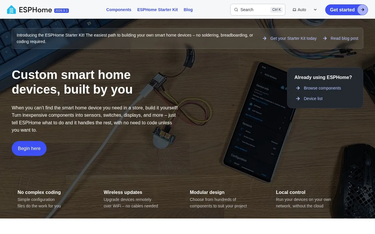Esphome homepage screenshot